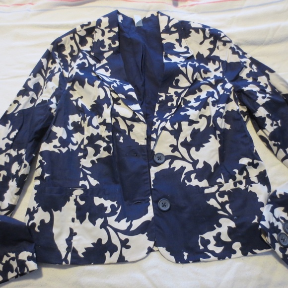 Old Navy Navy Blue & White Cotton Blazer Sz L - Picture 4 of 4